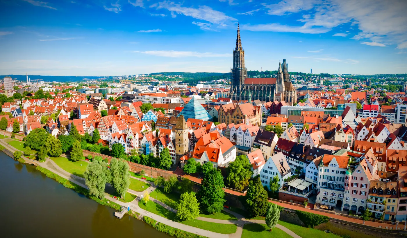 Panorama of Ulm with the Danube and the Minster