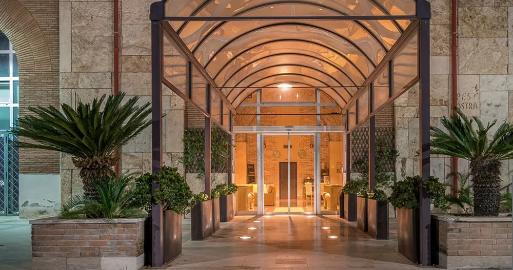 The entrance of the Villa Eur Parco dei Pini hotel in Rome, the venue of ITALIA 2026