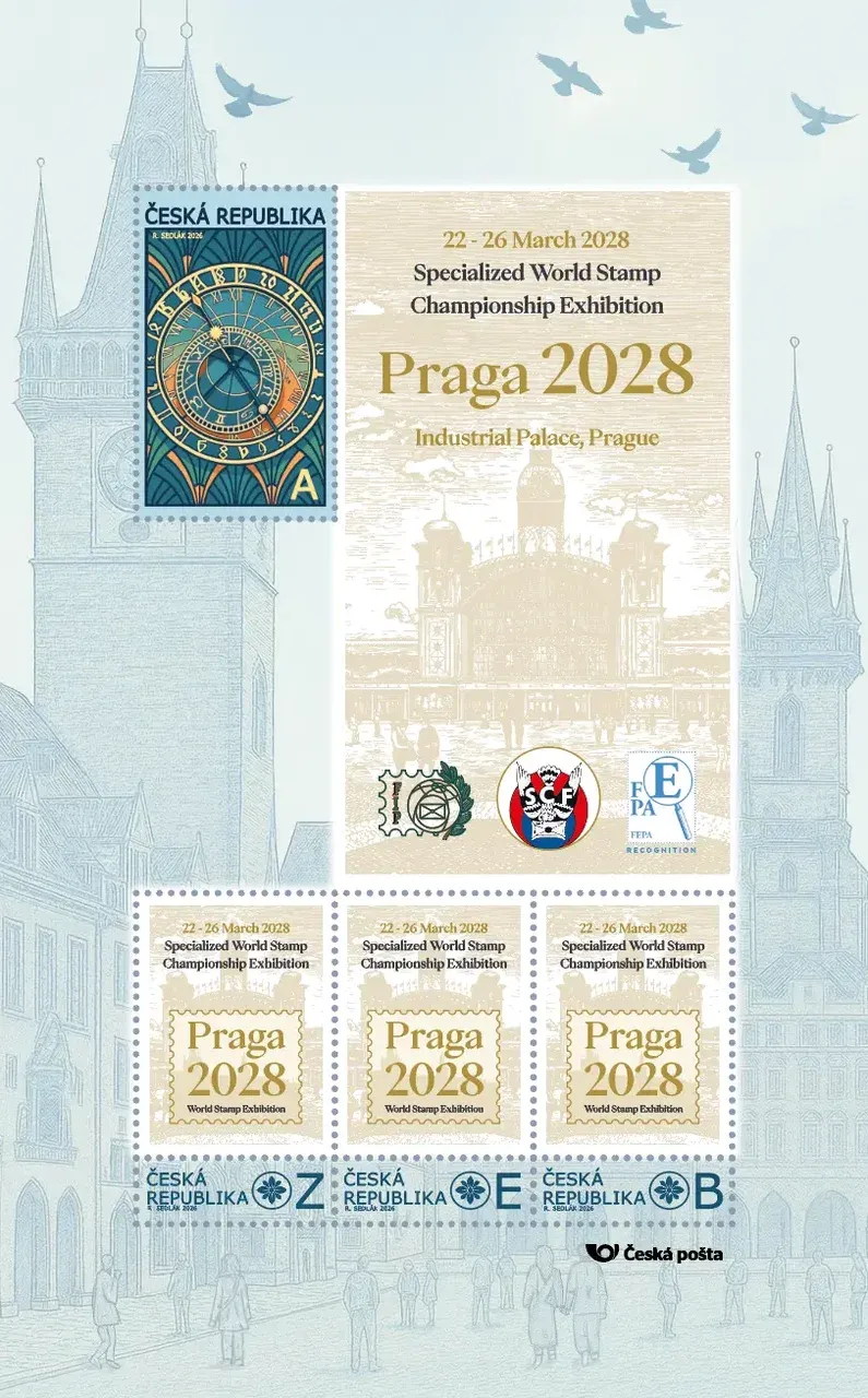 Second personalised stamp sheet for PRAGA 2028